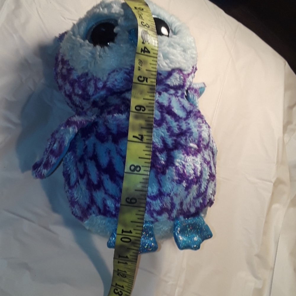 •Ty Beanie Boo Oscar the purple wise owl with shimmery Big eyes and toes 10.5in - Picture 11 of 11